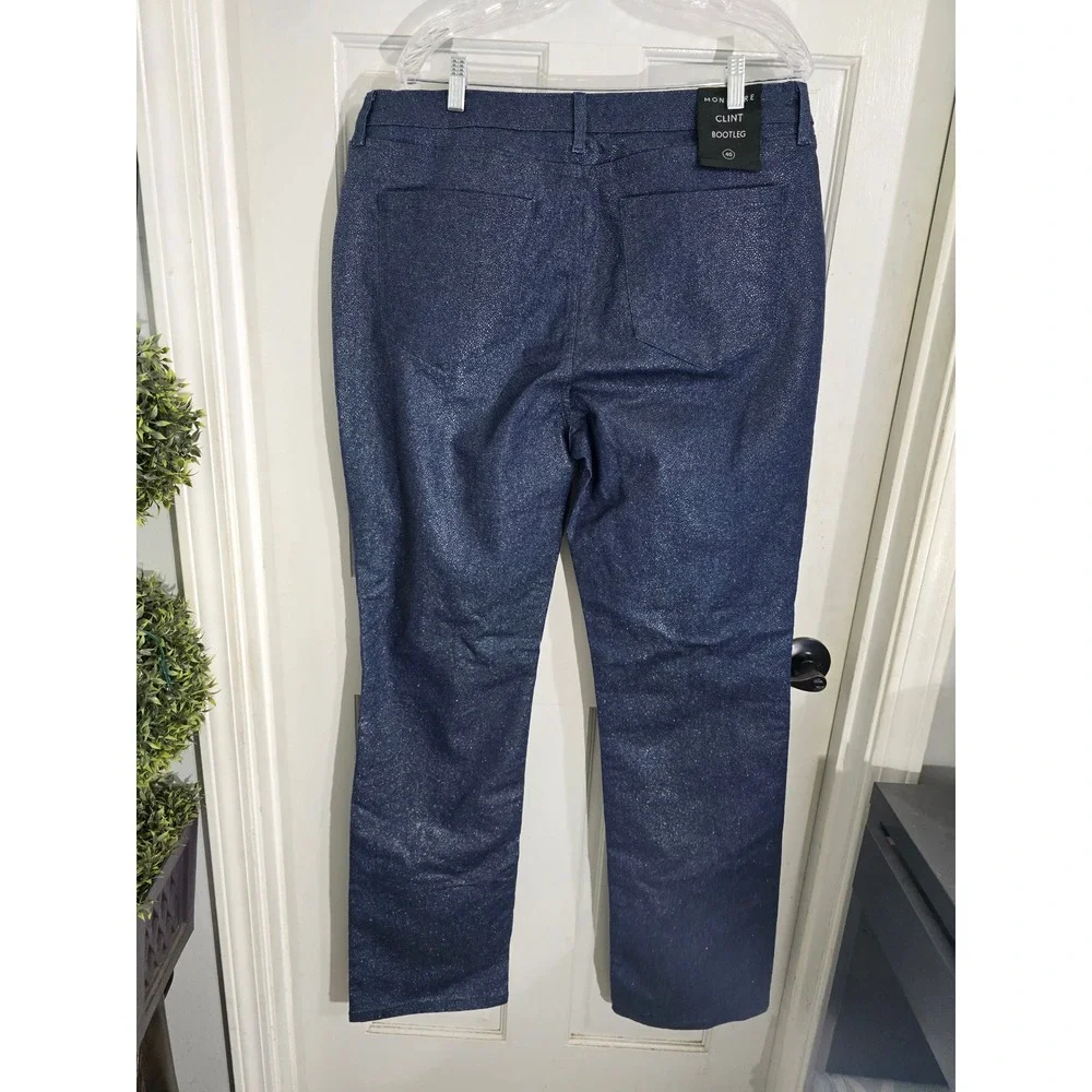 Monfrere Clint Bootleg Jeans‎ 40 Mens Stingray Blue Metallic Textured 1038J54425